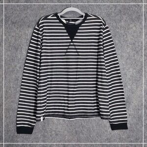 One Teaspoon Sweatshirt XS Oversized Striped Snap Button Back nautical coastal